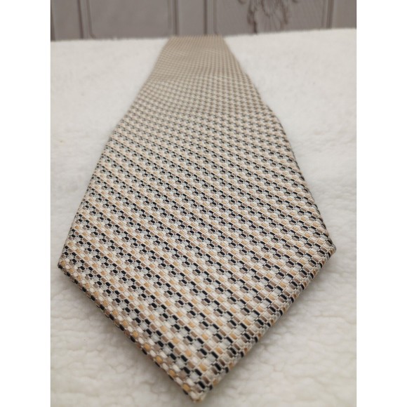 Studio Milan Men's Luxury Tie 100% Silk Handmade Gold Multicolored Classic EUC - Picture 7 of 14